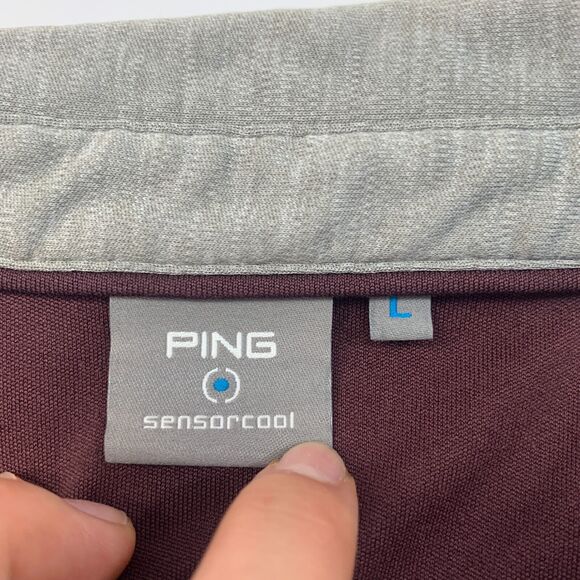 Ping Polo Shirt Mens L Large Gray Sensor Cool Short Sleeve Performance Golf - Picture 4 of 11